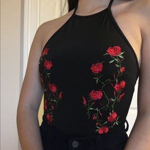 Rose halter bodysuit